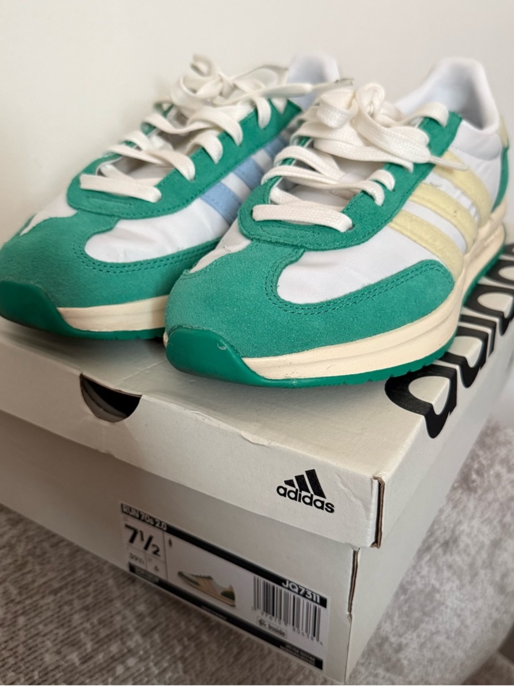adidas Run 70s 2.0 Green and Pastel Stripe Retro Trainers